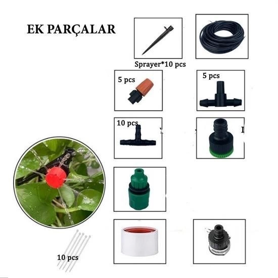 10 Metre Bahçe Damlama Sulama Sistemi Seti Hortum Ve Ek Parçaları ( Lisinya ) 10 Metre Bahçe Damlama Sulama Sistemi Seti Hortum Ve Ek Parçaları ( Lisinya )