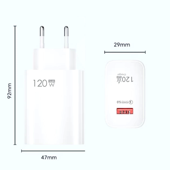 120w Usb Hızlı Type C Uçlu Kablolu Şarj Aleti ( Lisinya ) 120w Usb Hızlı Type C Uçlu Kablolu Şarj Aleti ( Lisinya )