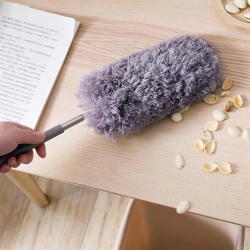 140 Cm Teleskopik Uzatılabilir Mikrofiber Yumuşak Başlıklı Gri Toz Alma Fırçası Toz Püskülü ( Lisinya )