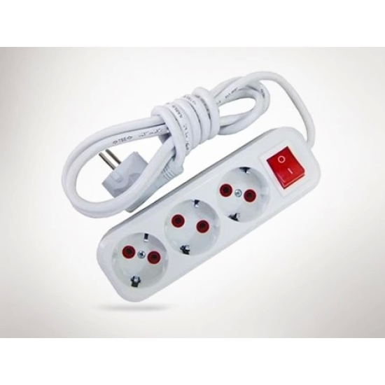 2 Metre Kablolu Anahtarlı 3 Lü Topraklı Grup Priz ( Lisinya ) 2 Metre Kablolu Anahtarlı 3 Lü Topraklı Grup Priz ( Lisinya )