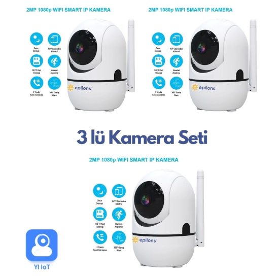 3 Lü Set Ev Güvenlik Kablosuz Akıllı Kamera Bebek Telsiz Hareket Algılama İle İzleme Ses Dinleme ( Lisinya ) 3 Lü Set Ev Güvenlik Kablosuz Akıllı Kamera Bebek Telsiz Hareket Algılama İle İzleme Ses Dinleme ( Lisinya )