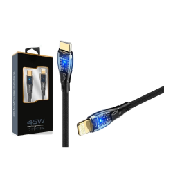 45w Usb-c Lightning Işıklı Şeffaf Kablo Hızlı Şarj, Dayanıklı Tasarım, İphone Ve İpad Uyumlu ( Lisinya )