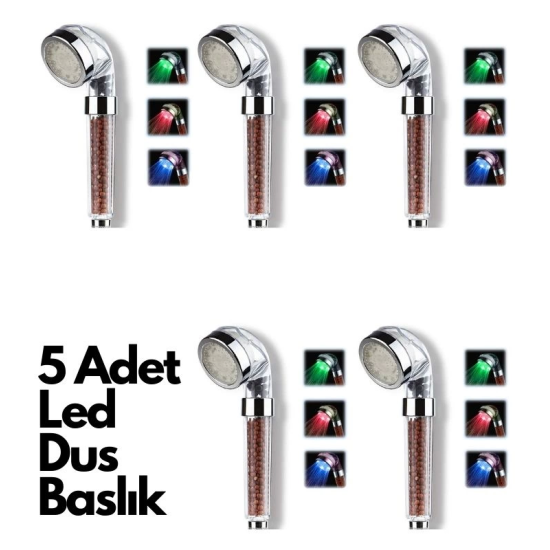5 Adet Tasarruflu Boncuklu Ledli Duş Başlık-pil Veya Elektrik Gerekmez Kinetik Enerjili ( Lisinya ) 5 Adet Tasarruflu Boncuklu Ledli Duş Başlık-pil Veya Elektrik Gerekmez Kinetik Enerjili ( Lisinya )
