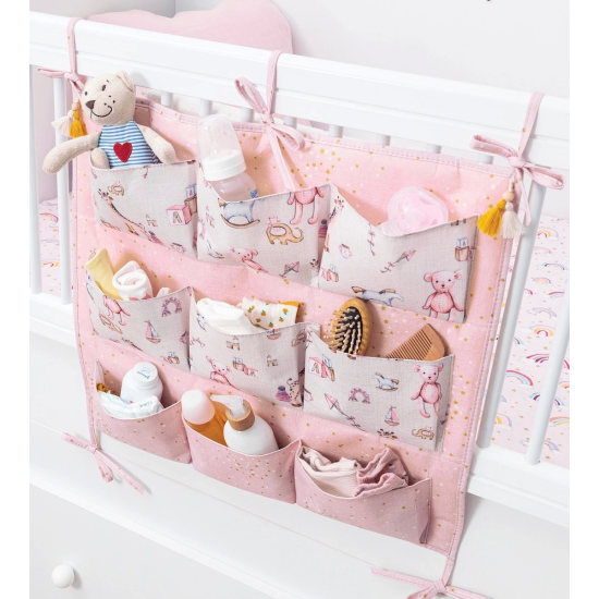 Baby 9 Cepli Bağlamalı Beşik Kenarı Düzenleyici (pembe) ( Lisinya ) Baby 9 Cepli Bağlamalı Beşik Kenarı Düzenleyici (pembe) ( Lisinya )