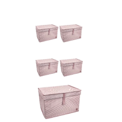 Düzenleyici Kutu Organizer Cırtlı Saklama Hurç Maxi Boy 30cm X 40cm X 50cm (5 Adet) ( Lisinya )