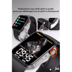 Konuşma Özellikli Smart Watch 7 Akıllı Saat Su Geçirmez Yan Tuşlu Köşeli Yeni Alüminyum Kasa (siyah) ( Lisinya )