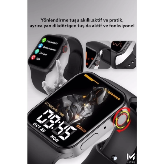 Konuşma Özellikli Smart Watch 7 Akıllı Saat Su Geçirmez Yan Tuşlu Köşeli Yeni Alüminyum Kasa (siyah) ( Lisinya ) Konuşma Özellikli Smart Watch 7 Akıllı Saat Su Geçirmez Yan Tuşlu Köşeli Yeni Alüminyum Kasa (siyah) ( Lisinya )