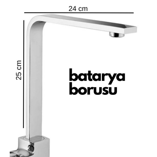 Krom Mutfak Evye Batarya İçin Köşeli Su Borusu Paslanmaz Ve Eca Uyumlu 25x25 ( Lisinya )