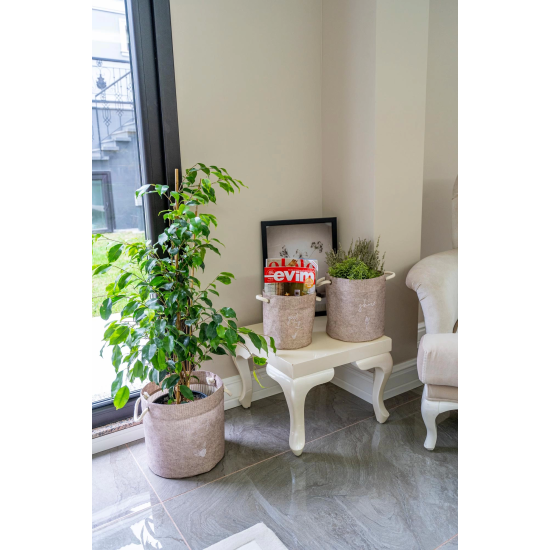 Kulplu Yuvarlak Düzenleyici Çok Amaçlı Kolay Taşınabilen Organizer Keçe Sepet (3'lü Set) ( Lisinya ) Kulplu Yuvarlak Düzenleyici Çok Amaçlı Kolay Taşınabilen Organizer Keçe Sepet (3'lü Set) ( Lisinya )