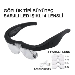 - Şarjlı Gözlük Büyüteç  4 Farklı Lens -11537dc ( Lisinya )