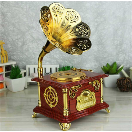 Nostaljik Tasarımlı Kurmalı Ve Çekmeceli Gramofon Müzik Kutusu (kahverengi) ( Lisinya ) Nostaljik Tasarımlı Kurmalı Ve Çekmeceli Gramofon Müzik Kutusu (kahverengi) ( Lisinya )