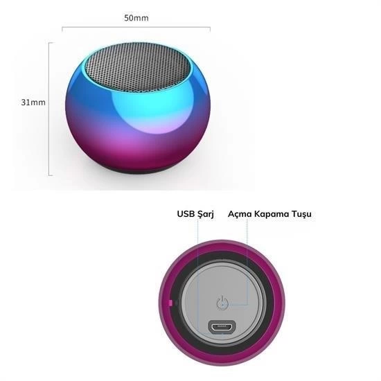 Portatif Taşınabilir Bass Ses Topu Bombası Mini Kablosuz Wireless Bluetooth Hoparlör Speaker ( Lisinya ) Portatif Taşınabilir Bass Ses Topu Bombası Mini Kablosuz Wireless Bluetooth Hoparlör Speaker ( Lisinya )