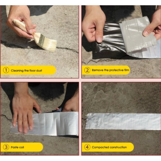 Pratik 5 Metre X 10cm Çamur Bant Alüminyum İzolasyon Tamir Çatlak Bantı ( Lisinya )