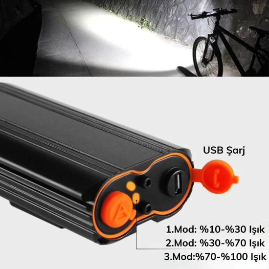 Şarj Göstergeli Uzun Menzil Su Geçirmez Led Bisiklet Feneri 1600 Lumen ( Lisinya ) Şarj Göstergeli Uzun Menzil Su Geçirmez Led Bisiklet Feneri 1600 Lumen ( Lisinya )