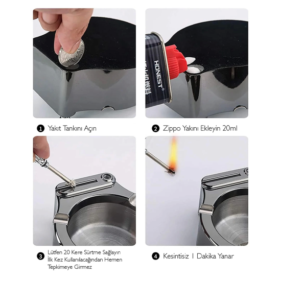 Metal Çakmaklı Küllük Zippo Yakıt İle Çalışır ( Lisinya ) Metal Çakmaklı Küllük Zippo Yakıt İle Çalışır ( Lisinya )