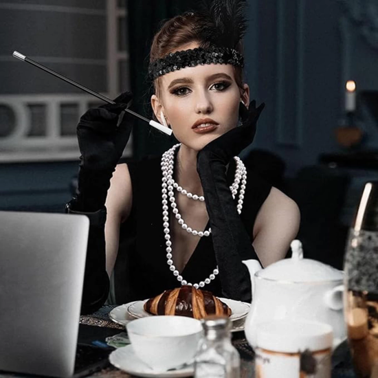 192039ler Gatsby Aksesuar Seti – Siyah Charleston Saç Bandı, Uzun Eldiven Lık - Lisinya 192039ler Gatsby Aksesuar Seti – Siyah Charleston Saç Bandı, Uzun Eldiven Lık - Lisinya
