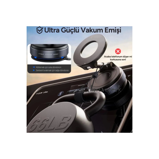 360 Dönebilen Ayarlanabilir Araç Içi Tutucu Kullanılabilen Vakumlu K007 Magsafe Telefon Tutucu - Lisinya