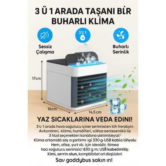 500 Ml Masa Üstü Mini Klima Soğutucu Hava Nemlendirici - Lisinya 500 Ml Masa Üstü Mini Klima Soğutucu Hava Nemlendirici - Lisinya