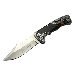 A3157b Kahverengi Av / Kamp Çakı 23 Cm - Sedef İşlemeli Saplı, - Lisinya