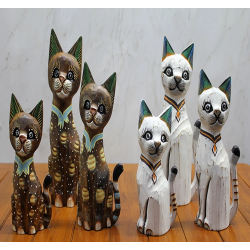 Ahşap 3'lü 50 Cm Kedi Seti 3sutama-2 - Lisinya