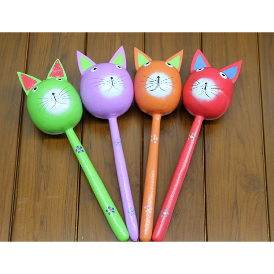 Ahşap Kedi Marakas Tekli Polos:29 - Lisinya Ahşap Kedi Marakas Tekli Polos:29 - Lisinya