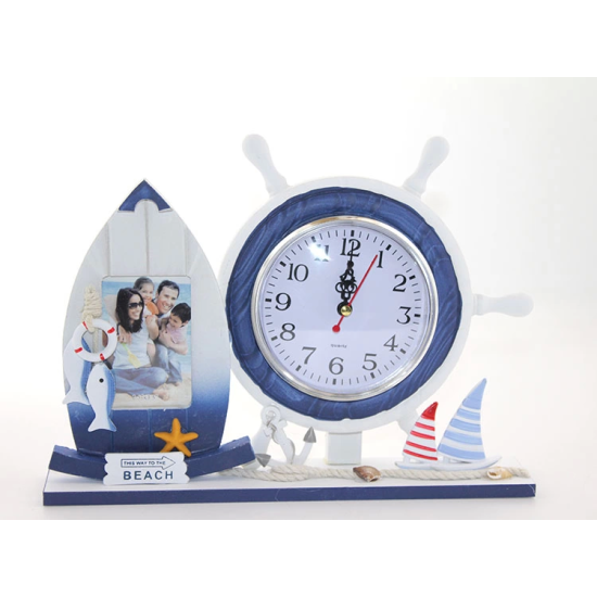 Ahşap Marin Dümenli Çerceveli Saat Alk2456 - Lisinya