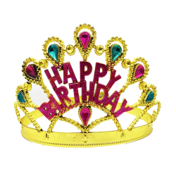 Altın Renk Happy Birthday Yazılı Doğum Günü Tacı 60 Cm - Lisinya