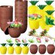 Ananas  Hindistan Cevizi Tasarımlı Pipetli Bardak Seti (6 Adet) - Lisinya