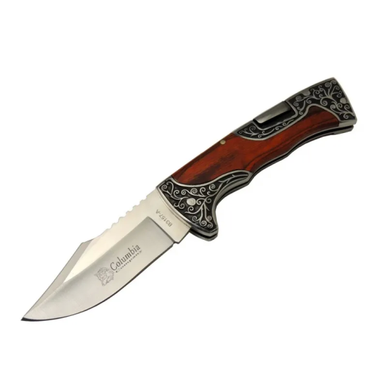 B3157a İşlemeli Kamp Çakı 22 Cm - Gül Ağacı Saplı, Manuel Açılma - Lisinya B3157a İşlemeli Kamp Çakı 22 Cm - Gül Ağacı Saplı, Manuel Açılma - Lisinya