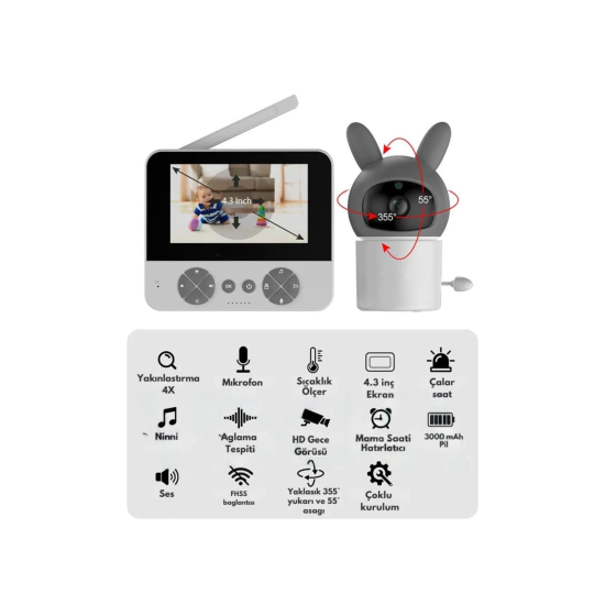 Bebek Kamerası Kumandalı Monitörlü Karşılıklı Konuşma Özellikli , Hatırlatıcılı Ip Bebek Kamerası - Lisinya Bebek Kamerası Kumandalı Monitörlü Karşılıklı Konuşma Özellikli , Hatırlatıcılı Ip Bebek Kamerası - Lisinya