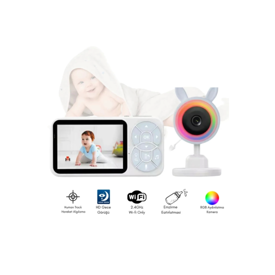 Bebek Kamerası Kumandalı Monitörlü Konuşma Özellikli Işıklı Gece Görüslü Hatırlatıcılı Kamera - Lisinya Bebek Kamerası Kumandalı Monitörlü Konuşma Özellikli Işıklı Gece Görüslü Hatırlatıcılı Kamera - Lisinya