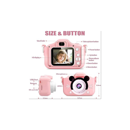 Çocuk Dijital Fotoğraf Makinası 20 Mp Video Kaydedici 2.0 İnç Çift Kameralı - Lisinya Çocuk Dijital Fotoğraf Makinası 20 Mp Video Kaydedici 2.0 İnç Çift Kameralı - Lisinya