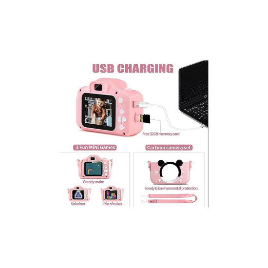 Çocuk Dijital Fotoğraf Makinası 20 Mp Video Kaydedici 2.0 İnç Çift Kameralı - Lisinya Çocuk Dijital Fotoğraf Makinası 20 Mp Video Kaydedici 2.0 İnç Çift Kameralı - Lisinya