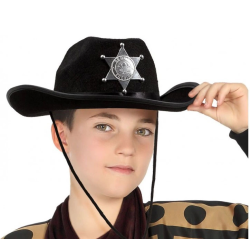 Çocuk Kovboy Şapkası Sheriff Şapkası Siyah Renk - Lisinya