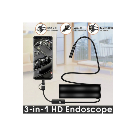 Endoskop 3 İn 1 Yılan Kamera Usb Micro Usb Type-c 20 Metre Sert Kablo - Lisinya