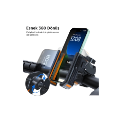 Gidon Bağlantılı Bisiklet Motosiklet İçin Esnek Abs 4-7.8″ İnç Telefon Tutucu 360° Dönebilen Tasarım - Lisinya