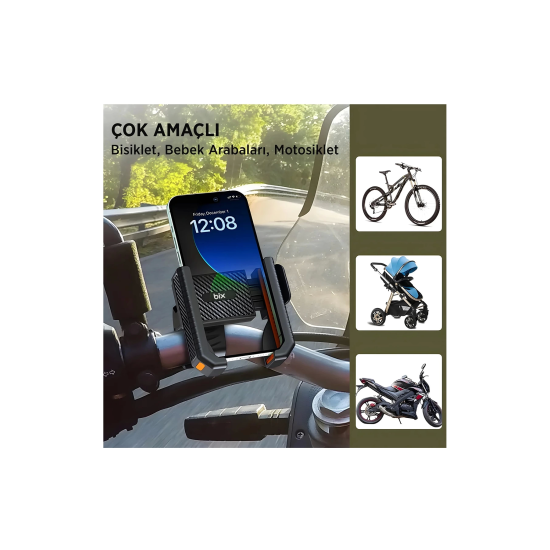 Gidon Bağlantılı Bisiklet Motosiklet İçin Esnek Abs 4-7.8″ İnç Telefon Tutucu 360° Dönebilen Tasarım - Lisinya Gidon Bağlantılı Bisiklet Motosiklet İçin Esnek Abs 4-7.8″ İnç Telefon Tutucu 360° Dönebilen Tasarım - Lisinya