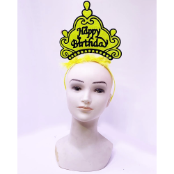 Happy Birthday Neon Sarı Renk Doğum Günü Tacı 24x15 Cm - Lisinya