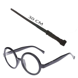 Harry Potter Asası 30 Cm Ve Siyah Çerçeveli Harry Potter Gözlüğü Seti - Lisinya