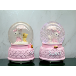 Hello Kitty İçi Dönmeli Püskürtmeli Işıklı Müzikli Kar Küresi Büyük Boy Alk3037 - Lisinya