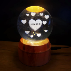 I Love You Tasarım Standlı Cam Küre - Lisinya