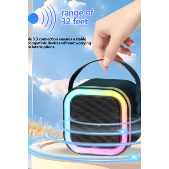 Karaoke Kablosuz Hoparlör Mikrofonlu Rgb Işıklı Bluetooth Speaker Tf Kart/usb Siyah - Lisinya