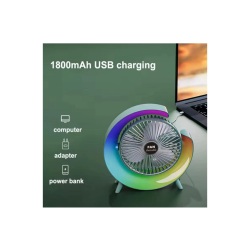 Masaüstü Vantilatör Usb Şarjlı Rgb Led Işıklı 3 Kademeli 180° Ayarlanabilir Soğutucu Fan Pembe - Lisinya