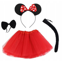 Minnie Mouse Kostüm Seti Etek Taç Kuyruk Papyon Gösteri Seti - Lisinya