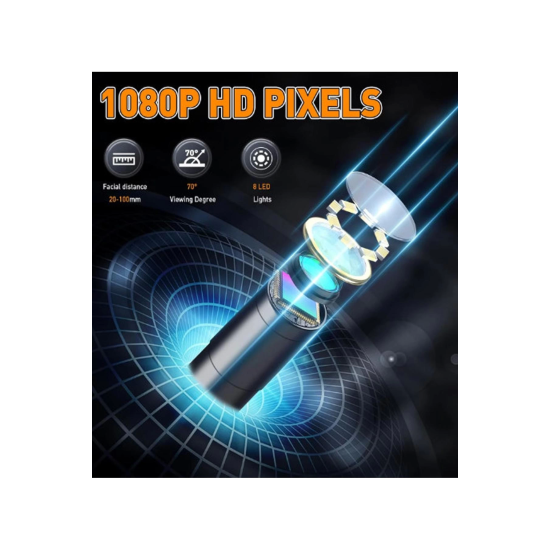 Monitörlü Çift Kameralı 10 Mt Sert Kablo Yılan Endoskop Kamera 8 Mm 4.3 Inc - Lisinya