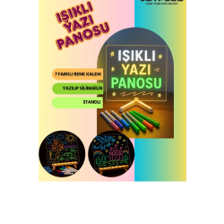 Neon Işıklı 7 Renk Işık Boyama Kalemli Led Resim Panosu Boyama Tahtası Kalemleri 20 X 20 - Lisinya