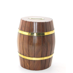 Pirinç Ahşap Fıçı Kumbara 15 Cm Wb538 - Lisinya