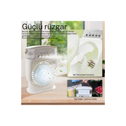 Şarjlı 600 Ml Su Hazneli Taşınabilir Masaüstü Vanilatör Güçlü Fan Ve 2000 Mah Pil Yeşil - Lisinya