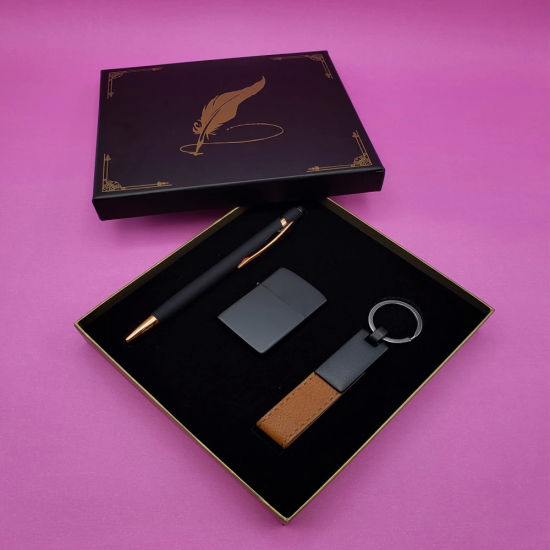 Siyah Rubber Kalem Çakmak Ve Anahtarlık Set - Lisinya Siyah Rubber Kalem Çakmak Ve Anahtarlık Set - Lisinya