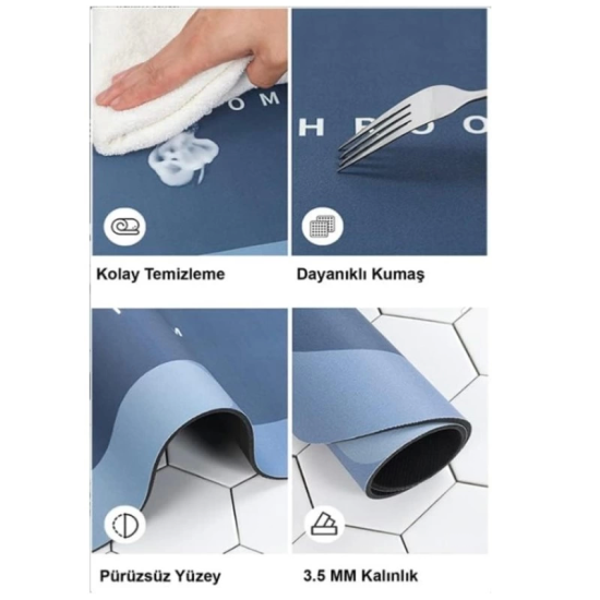 Süper Su Emici Kaymaz Tabanlı Banyo Paspası ( 40*60 )cm - Lisinya